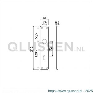 Ami 212/41 RH langschild aluminium rondhoek sleutelgat SLG 72 F2 223104