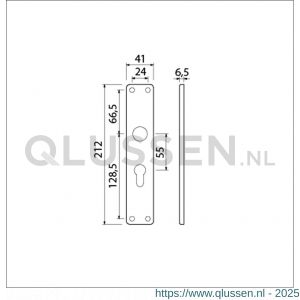 Ami 212/41 RH langschild aluminium rondhoek profielcilinder PC 55 F2 223113