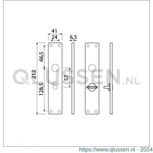 Ami 212/41 RH langschild aluminium rondhoek toilet- en badkamersluiting WC 5/57 mm F2 223161