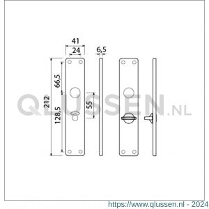 Ami 212/41 RH langschild aluminium rondhoek toilet- en badkamersluiting WC 8/55 mm F2 223165