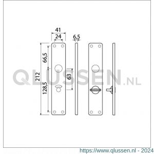 Ami 212/41 RH langschild aluminium rondhoek toilet- en badkamersluiting WC 8/63 mm F2 223166