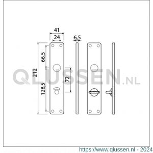 Ami 212/41 RH langschild aluminium rondhoek toilet- en badkamersluiting WC 8/72 mm F2 223167