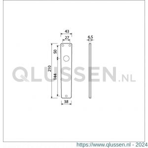 Ami 218/3 RH langschild aluminium rondhoek blind F2 223200