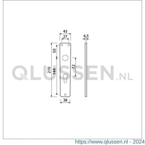 Ami 218/3 RH langschild aluminium rondhoek profielcilinder PC 72 F2 223216