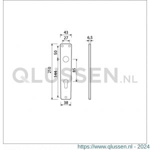 Ami 218/3 RH langschild aluminium rondhoek profielcilinder PC 85 F2 223217