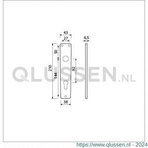 Ami 218/3 RH langschild aluminium rondhoek profielcilinder PC 92 F2 223219