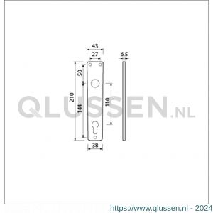 Ami 218/3 RH langschild aluminium rondhoek profielcilinder PC 110 F2 223221