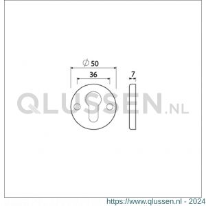 Ami 3 RH cilinderrozet aluminium rond profielcilinder PC F2 226204