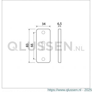 Ami 4 RH sleutelrozet aluminium rechthoek sleutelgat SLG F2 226402