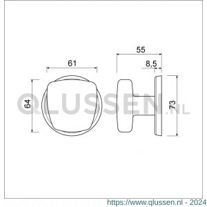 Ami 165/75 voordeurknop aluminium F2 310060