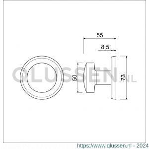 Ami 169/50 voordeurknop aluminium F2 310080