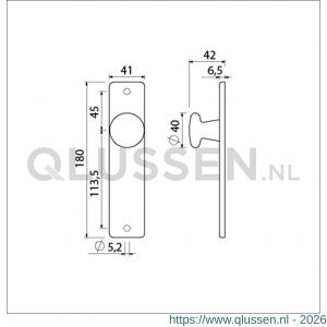 Ami 180/41 RH knopkortschild aluminium rondhoek knop 160/40 vast kortschild 180/41 RH blind F2 310801