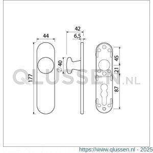 Ami 177/1 Klik knopkortschild aluminium knop 160/40 vast kortschild 177/1 blind Klik F1 311551