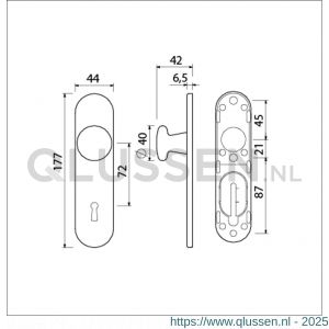 Ami 177/1 Klik knopkortschild aluminium knop 160/40 vast kortschild 177/1 sleutelgat SLG 72 Klik F1 311553