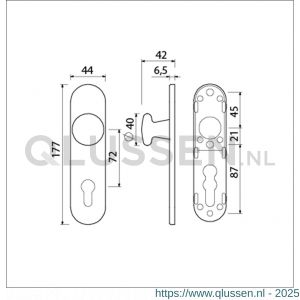 Ami 177/1 Klik knopkortschild aluminium knop 160/40 vast kortschild 177/1 profielcilinder PC 72 Klik F1 311556