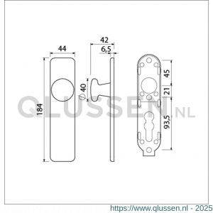 Ami 185/44 Klik knopkortschild aluminium knop 160/40 vast kortschild 185/44 Klik blind F1 311571