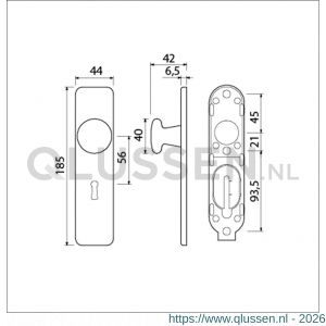 Ami 185/44 Klik knopkortschild aluminium knop 160/40 vast kortschild 185/44 Klik sleutelgat SLG 56 F1 311572