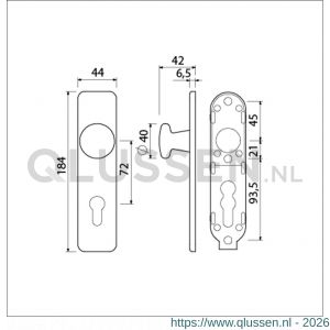 Ami 185/44 Klik knopkortschild aluminium knop 160/40 vast kortschild 185/44 Klik profielcilinder PC 72 F1 311576
