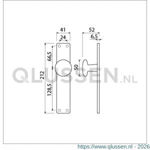 Ami 212/41 RH knoplangschild aluminium knop 160/50 vast langschild 212/41 RH rondhoek blind F2 313781