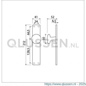 Ami 212/41 RH knoplangschild aluminium knop 160/50 vast langschild 212/41 RH rondhoek blind F1 313791