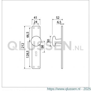 Ami 212/41 RH knoplangschild aluminium knop 160/50 vast langschild 212/41 RH rondhoek sleutelgat SLG 56 F1 313792