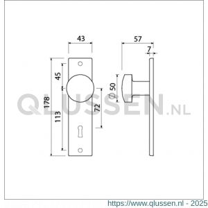 Ami 178/43 knopkortschild aluminium knop 169/50 vast kortschild 178/43 sleutelgat SLG 72 F1 322963