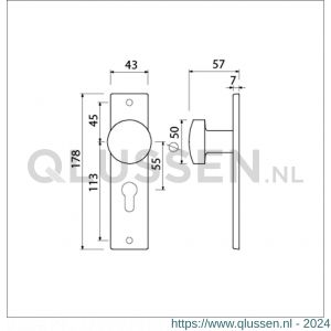 Ami 178/43 knopkortschild aluminium knop 169/50 vast kortschild 178/43 profielcilinder PC 55 F1 322964