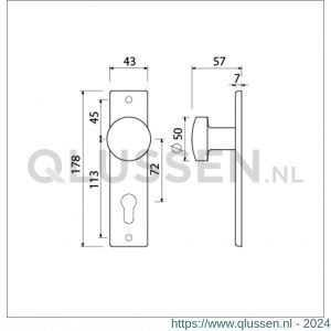 Ami 178/43 knopkortschild aluminium knop 169/50 vast kortschild 178/43 profielcilinder PC 72 F1 322966