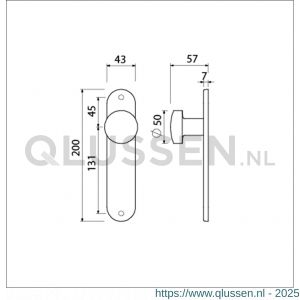 Ami 200/1/7 knoplangschild aluminium knop 169/50 vast langschild 200/1/7 blind F1 322971