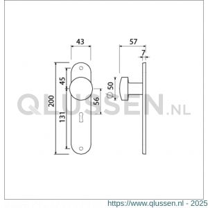 Ami 200/1/7 knoplangschild aluminium knop 169/50 vast langschild 200/1/7 sleutelgat SLG 56 F1 322972