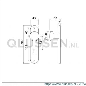 Ami 200/1/7 knoplangschild aluminium knop 169/50 vast langschild 200/1/7 sleutelgat SLG 72 F1 322973