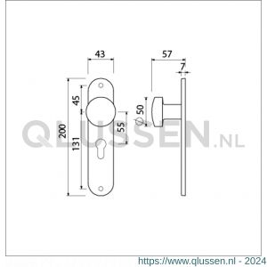 Ami 200/1/7 knoplangschild aluminium knop 169/50 vast langschild 200/1/7 profielcilinder PC 55 F1 322974