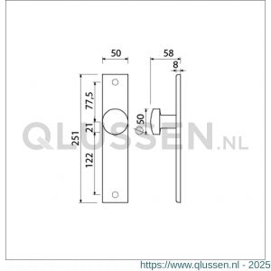 Ami 251/50/8 knoplangschild aluminium knop 169/50 vast langschild 251/50/8 blind R6,5 F1 323960