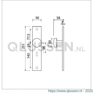 Ami 251/50/8 knoplangschild aluminium knop 169/50 vast langschild 251/50/8 sleutelgat SLG 56 R6,5 F1 323962