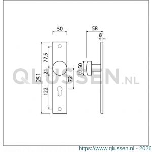 Ami 251/50/8 knoplangschild aluminium knop 169/50 vast langschild 251/50/8 profielcilinder PC 72 R6,5 F1 323966