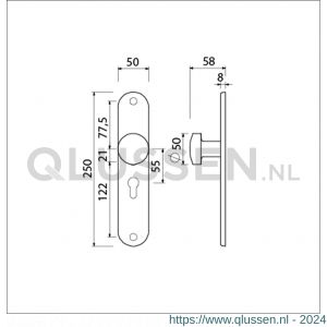 Ami 250/50/8/1 knoplangschild aluminium knop 169/50 vast langschild 250/50/8/1 profielcilinder PC 55 R6,5 F1 323984