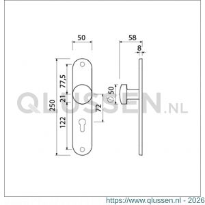 Ami 250/50/8/1 knoplangschild aluminium knop 169/50 vast langschild 250/50/8/1 profielcilinder PC 72 R6,5 F1 323986