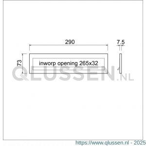 Ami DL postkast briefplaat met veer aluminium 290 mm 290/73 F1 400065