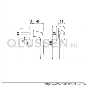 Ami 810 draai-kiep raamgreep aluminium 7x40 mm F1 425501