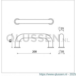 Ami 200 Paar deurgrepen enkelgebogen 200 mm F1 deurdikte 38/61 mm 490042