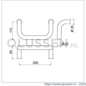 Ami 350 deurgrepen dubbelgebogen 350 mm F1 deurdikte 38-61 mm paar 490062