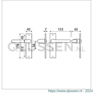 Ami KS 178/43-386 kruk-kruk garnituur deurkruk 386 Rota kortschild 178/43 sleutelgat SLG 56 F1 deurdikte 38-42 mm 500110