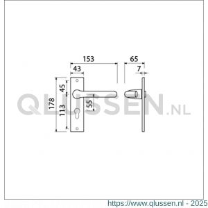 Ami KS 178/43-386 kruk-kruk garnituur deurkruk 386 Rota kortschild 178/43 profielcilinder PC 55 F1 500142