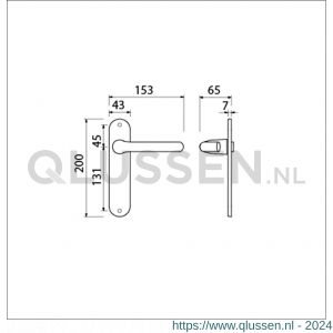 Ami LS 200/1/7-386 kruk-kruk garnituur deurkruk 386 Rota langschild 200/1/7 blind F1 500302