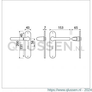 Ami LS 200/1/7-386 kruk-kruk garnituur deurkruk 386 Rota langschild 200/1/7 sleutelgat SLG 56 F1 deurdikte 38-42 mm 500310