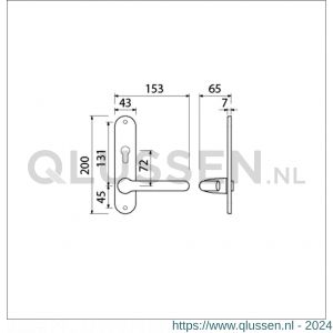 Ami LS 200/1/7-386 kruk-kruk garnituur deurkruk 386 Rota langschild 200/1/7 profielcilinder PC 72 omkeer F1 500362