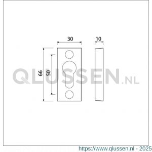 Ami 65/30 smalrozet aluminium gegoten profielcilinder PC R6.5 hartafstand 50 mm F1 510011