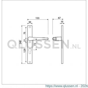 Ami 245/30-357 smalschild-kruk-kruk garnituur deurkruk 357 vastdraaibaar 245/30 profielcilinder PC 72 R6,5 F1 511642