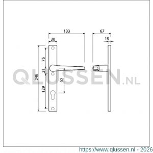 Ami 245/30-357 smalschild-kruk-kruk garnituur deurkruk 357 vastdraaibaar 245/30 profielcilinder PC 92 R6,5 F1 511661