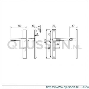 Ami 245/30-357 smalschild-kruk-kruk garnituur deurkruk 357 vastdraaibaar 245/30 profielcilinder PC 72 M5/R6,5 F1 deurdikte 53-57 mm 511740